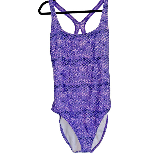 Speedo Women's Size‎ 18 Purple Print One Piece Swimsuit Lined Racerback Tank - Picture 1 of 11